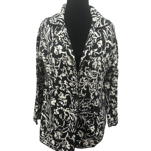 Y2K Anthropologie CITIWA Sweater Jacket Pockets Women's Black White Sweater - Picture 1 of 8